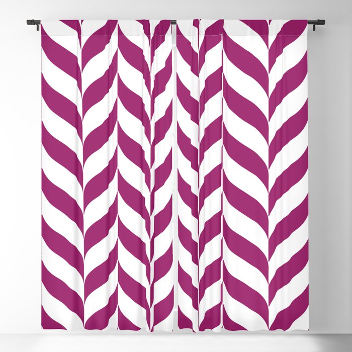 Magenta and White Pretty Herringbone Pattern - Colour of the Year 2022 Orchid Flower 150-38-31 Blackout Curtain