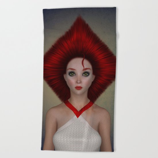 Queen of diamonds portrait Beach Towel