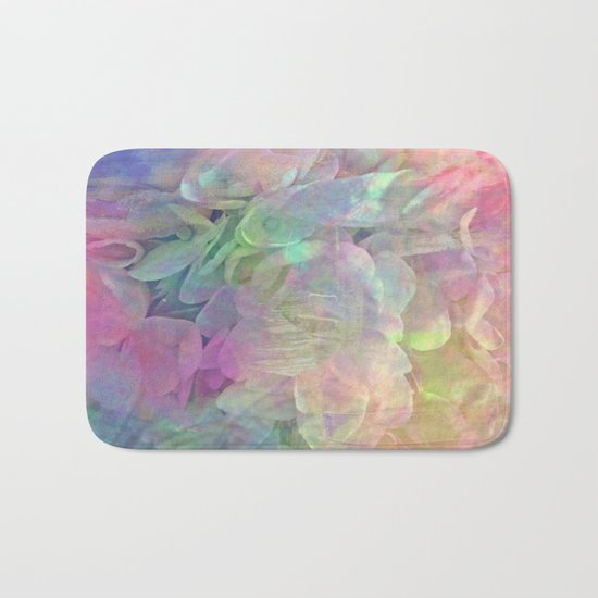 Sweet Pastel Garden Hydrangea Abstract Bath Mat