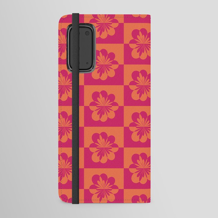 Retro Floral Pattern - Burgundy Orange 2 Android Wallet Case