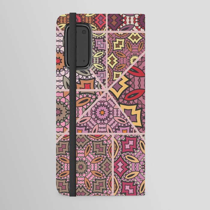 Vintage patchwork quilt pattern. Vintage decorative collage. Hand drawn background. Indian, Arabic, Turkish motifs. Abstract colorful doodle pattern in mosaic style Android Wallet Case