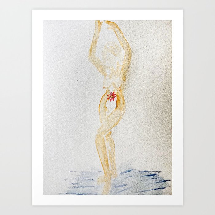 Regenerate (nude woman with flower) Art Print