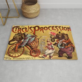 1888 Vintage Circus Elephant Procession Vintage Poster Rug
