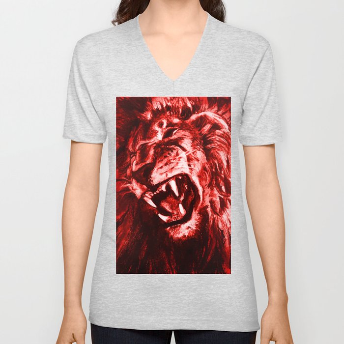 Panthera Leo Carboneum - Red V Neck T Shirt