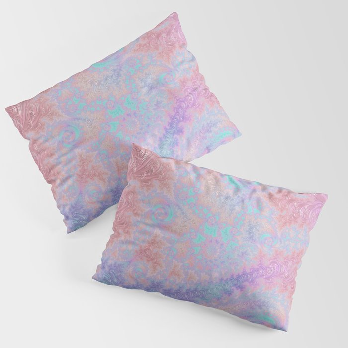 Swirly Spiraling Boho Groovy Trippy Hippie Colorful Pastel Fractal Abstract Digital Art Pillow Sham