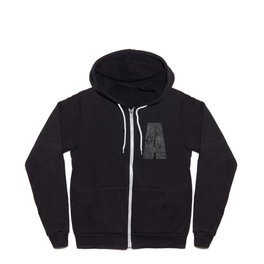 Alphabet Letter A Impact Bold Abstract Pattern (ink drawing) Full Zip Hoodie