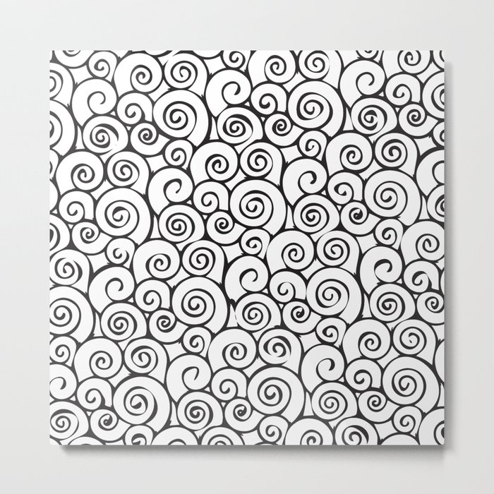 Modern Black and White Abstract Swirly Pattern Metal Print