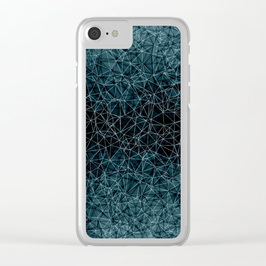 Polygonal blue and black Clear iPhone Case
