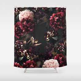 Vintage bouquets of garden flowers. Roses, dark red and pink peony.  Shower Curtain