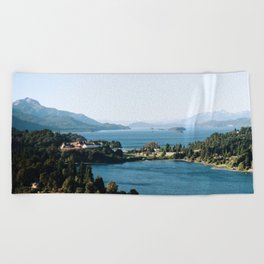 Argentina Photography - Huge Lake Surrounded By Tall Mountains Beach Towel