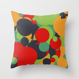 Seagreen, golden rod, fire brick, dark slate gray, yellow green dots Throw Pillow