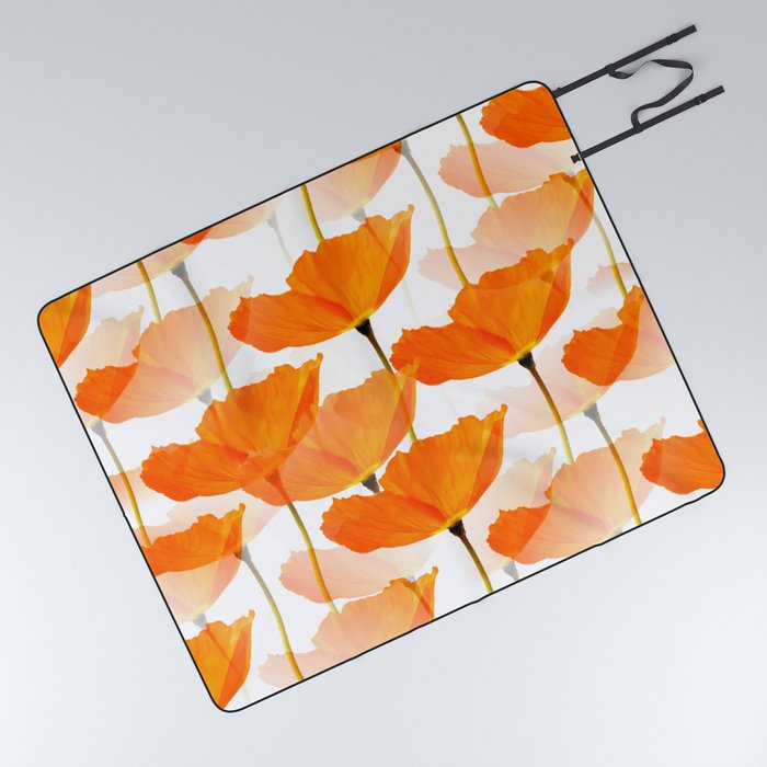 Orange Poppies On A White Background #decor #society6 #buyart Picnic Blanket