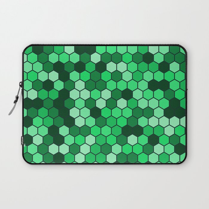 Lime Green & Black Color Hexagon Honeycomb Design Laptop Sleeve