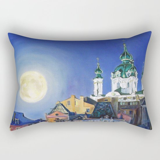 The church under the moon Rectangular Pillow