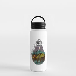 Nature Art Light Bulb Mountains Bonfire Water Bottle