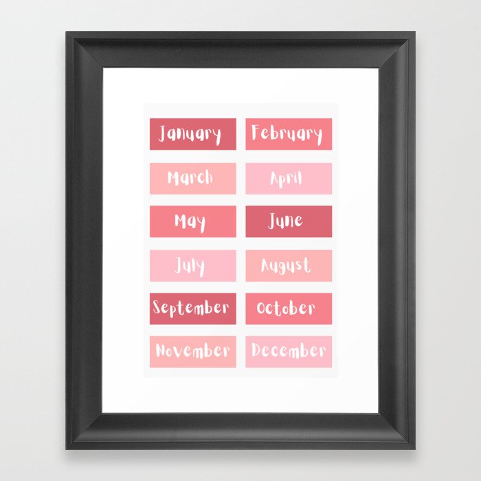 Months of the Year - Pink Framed Art Print