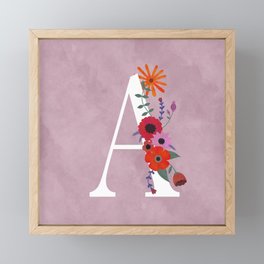Floral Monogram Illustrated Letter Art A Initial Framed Mini Art Print
