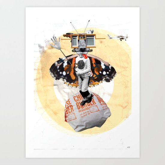 Satisfaction - WhiteVersion - DogKidCollage Art Print