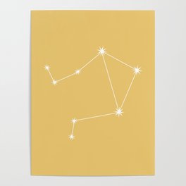 Libra Zodiac Constellation - Golden Yellow Poster