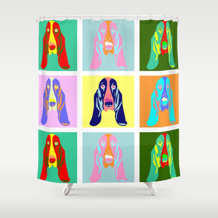 Basset Hound Dog Pop Art Shower Curtain