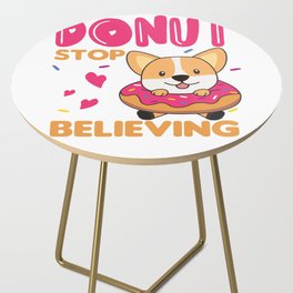 Cute Corgi Funny Animals In Donut Pun Pink Side Table