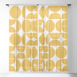Mid Century Modern Geometric 04 Yellow Sheer Curtain