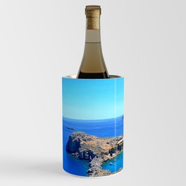 Sea view from Lindos Acropolis, Rhodes Island, Greece Wine Chiller