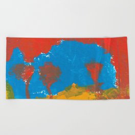Abstract Landscape in the Sun Acrylic  Painting on recycled paper Beach Towel
