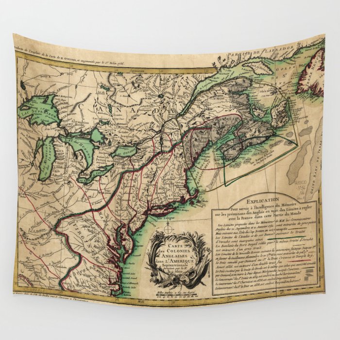 Map of the East Coast of America (1756) Wall Tapestry by The Arts  Society6