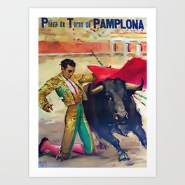 Plaza de Toros de Pamplona, Spain Bullfighting Vintage Advertising Poster Art Print