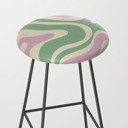 Modern Retro Liquid Swirl Abstract in Soft Pastel Lavender Pink Lime Green Cream Bar Stool