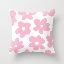 Groovy Pink Flowers Throw Pillow