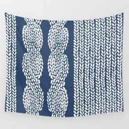 Cable Row Navy 1 Wall Tapestry