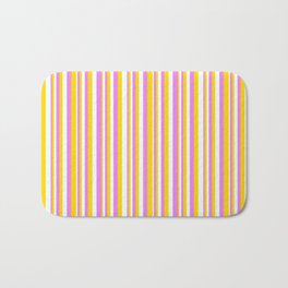 [ Thumbnail: Violet, Yellow, and Mint Cream Colored Lines Pattern Bath Mat ]