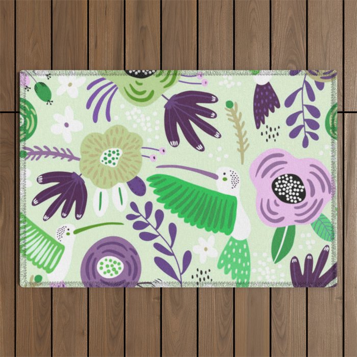 Colibri Birds and Flowers 3 Outdoor Rug