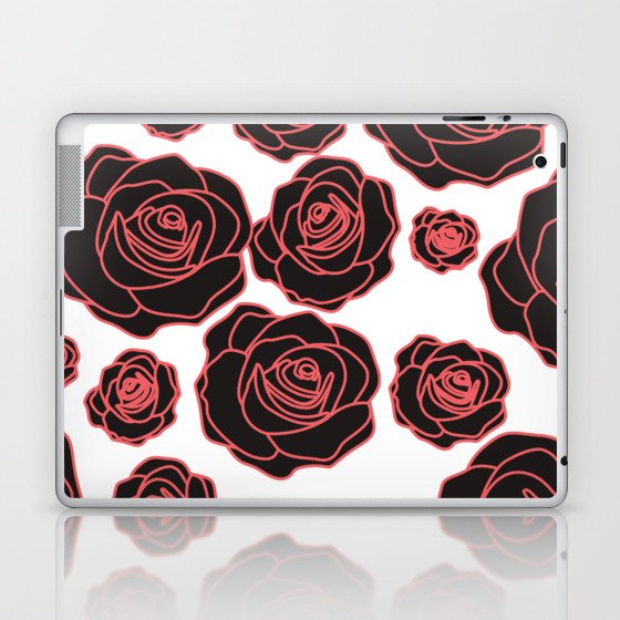 RED AND BLACK FLOWERS  Laptop & iPad Skin