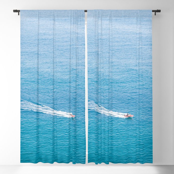 Spain Photography - Speed Boat Traveling Over The Beautiful Sea Blackout Curtain