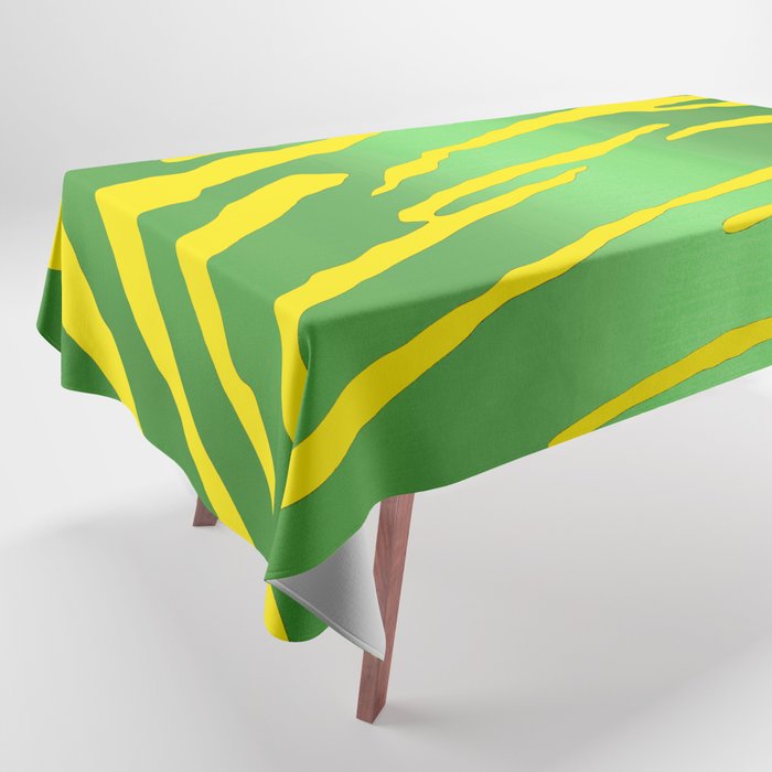 Metallic Tiger Stripes Green Yellow Tablecloth