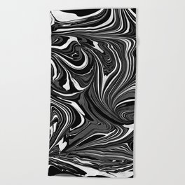 Black White Grey Marble Beach Towel