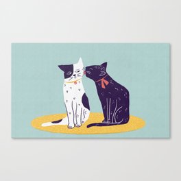 two cats licking Canvas Print