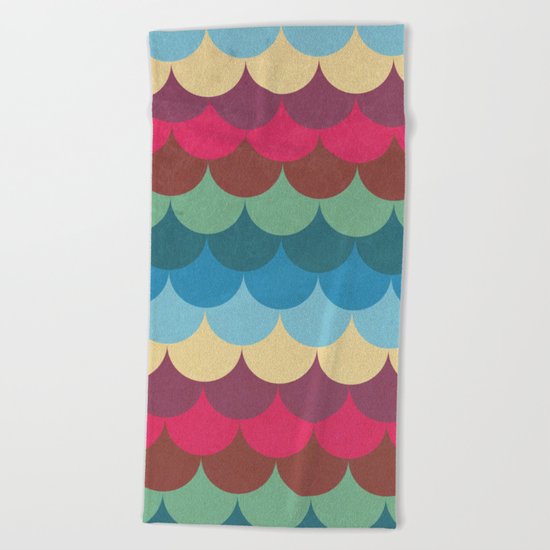 Colorful Mermaid Pattern Beach Towel