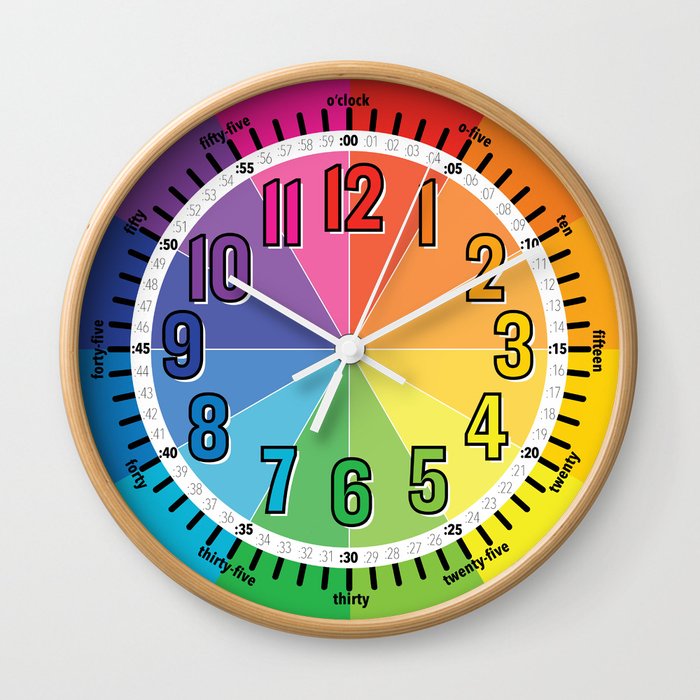 Learn to Tell Time Color Wheel Wall Clock