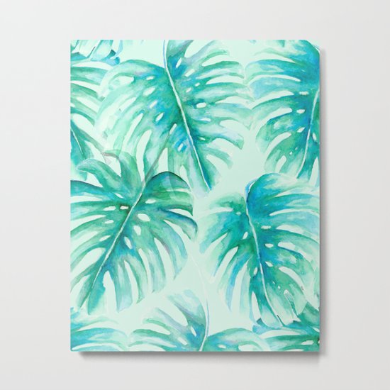 Paradise Palms Mint Metal Print