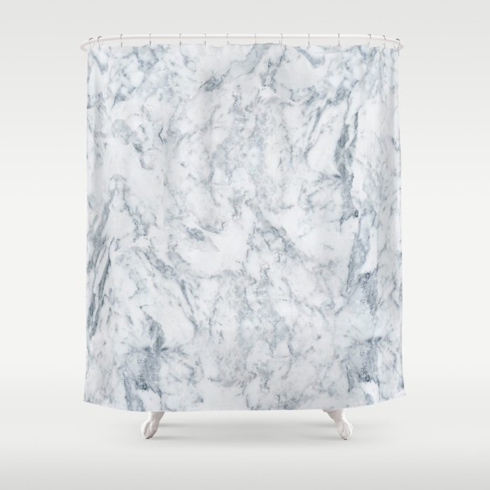 Vintage elegant navy blue white stylish marble Shower Curtain