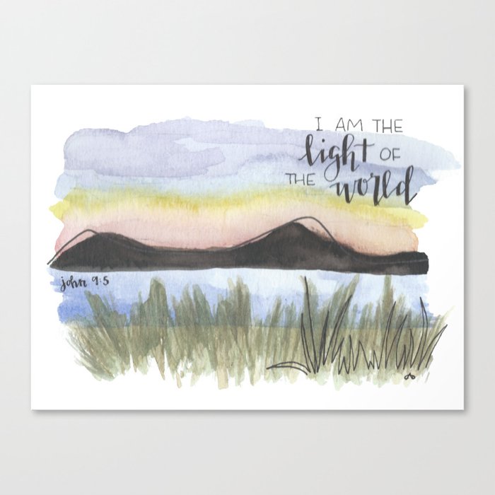 I Am The Light Of The World Watercolor Bible Verse John Canvas