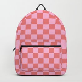 Cotton Candy Pink and Coral Pink Checkerboard Backpack