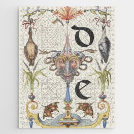 Vintage calligraphy art d and e Jigsaw Puzzle