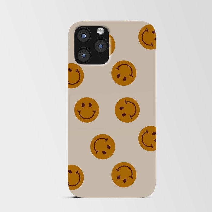 70s Retro Smiley Face Pattern iPhone Card Case