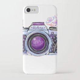 Galaxy camera with flowers and planets iPhone Case