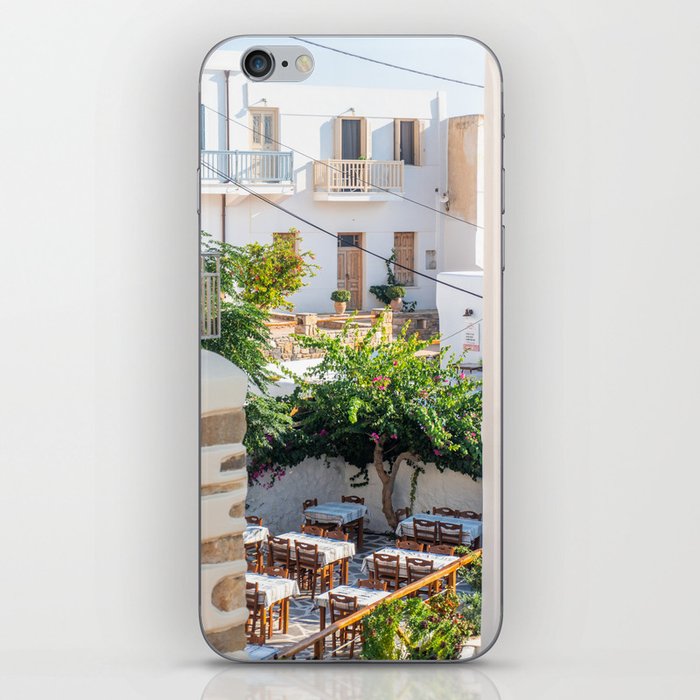 Mediterranean Greek Restaurant in the Sun | Summer Travel Photography in Greece, South of Europe | City View iPhone Skin